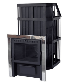 Печь банная "Сибирь" с закрытой каменкой. Панорамная дверца