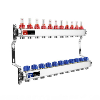 Блок коллекторный с расходомерами 1 "хЗ/4"х 11  (без концевиков)  (Varmega)