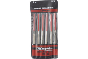 Набор надфилей алмазных 140*70*3 мм 6 штук Matrix