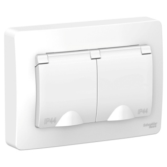 Розетка СП 2-мест. з/к з/шт с крышкой 16А 250В IP44 белый BLANCA