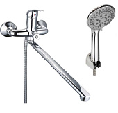 Смеситель для ванны однорычажный с пласт. ручкой, излив 35 см (L), карт. 35 (латунь) Victoria