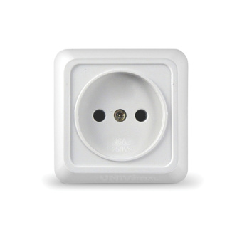 Розетка ОП 1-мест. без з/к без з/ш 16А 220В белый "Олимп" UNIVersal О0022