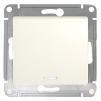 Механизм Выключателя СП 1-кл. с подсветкой белый "GLOSSA" (упак.20) GSL000113