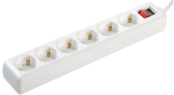 Удлинитель быт. з/к с выкл. 6 мест/3 метра 3500Вт (ПВС 3х1) У06К-выкл ИЭК (упак.24/6)