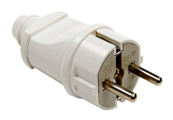 Вилка прямая с заземлением 16А белая 4140 IN HOME упак.250/30) 