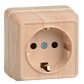 РС20-3-ОС Розетка 1местн. c з/к 16А откр.уст. ОКТАВА (сосна) (упак.360/30)