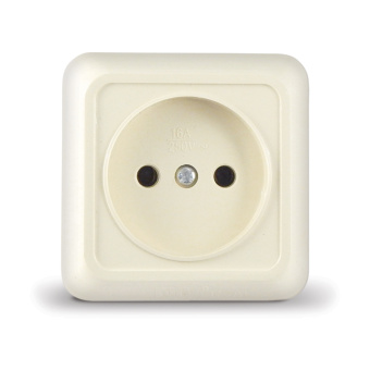 Розетка ОП 1-мест. без з/к без з/ш 16А 220В бежевая серия "Олимп" UNIVersal