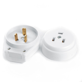 Вилка с розеткой разборные, открытой установки с заземлением, для плит, 250В, 32А, белая