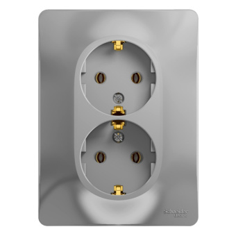 Розетка СП 2-мест. з/к алюминий GLOSSA GSL000324