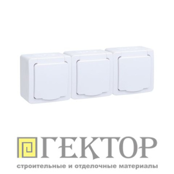 Розетка ОП 3-мест. з/к с крышкой белый IP54 ГЕРМЕС PLUS РСб23-3-ГПБб (упак.40/4)