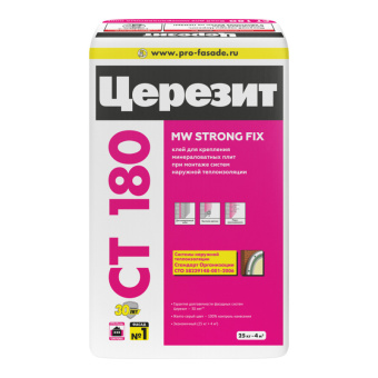 Клей для плит из минеральной ваты ЦЕРЕЗИТ СТ 180, 25 кг Клей для плит из минеральной ваты ЦЕРЕЗИТ СТ 180, 25 кг