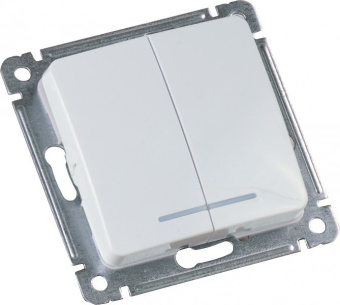 Механизм выключателя СУ 2 кл. MASTER с инд., цвет белый (упак. 20 шт.)