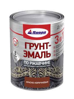 Грунт-эмаль 3 в 1 по ржавчине Диола-520 красно-коричневый 5 кг