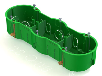 Коробка установочная 3 места d212х70х45 для полых стен (с саморезами и мет. лапками) GE40024 (45)
