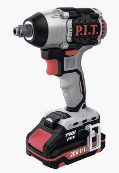 Гайковерт PIT PIW20H-300B/1 акк. 20В, 1/2, 300Нм, 1/2"+HEX 1/4", 1х2Ач, ЗУ, бесщеточный кейс