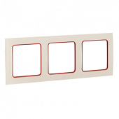 Стокгольм Рамка 3-местная белая с линией цвета красный EKF PROxima