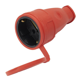 Розетка переносная 1-местная с/з, с крышкой, каучук, серия Одри, RST16-21-44 (РА 16-005), красный