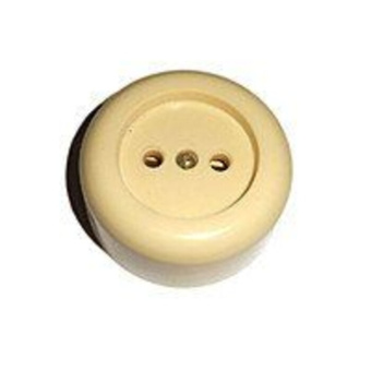 Розетка ОП 1-мест. с подпр. конт. круглая с керам. слон.кость 10А/250В (упак.200) РА10-007