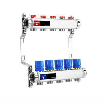 Блок коллекторный с настроечными клапанами 1 "хЗ/4"х 5  (без концевиков)  (Varmega)