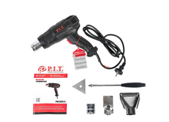 Фен технический PIT PHG2000-D 2000Вт, 350-600*С,350-500л/мин 2 скор насадки