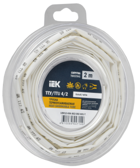 Трубка термоусадочная ТТУ нг-LS 4/2 белая (2м/упак) IEK (упак.300/50/2)