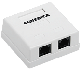 Розетка информационная настенная RJ45 категории 5Е UTP 2 порта GENERICA	Generica