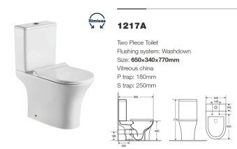 Унитаз-компакт  "ZM" белый универс.выпуск 1217А безободковый (2-кн,сидельнье микролифт) чаша овал