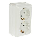 Розетка ОП 2-мест. з/к 7128-W BOLLETO белая  ASD (упак.200/10)