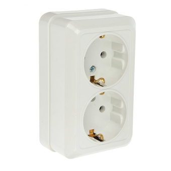 Розетка ОП 2-мест. з/к 7128-W BOLLETO белая  ASD (упак.200/10)