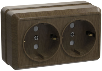 РС22-3-ОД Розетка 2местн. с з/к 16А откр.уст. ОКТАВА (дуб) (упак.216/18)
