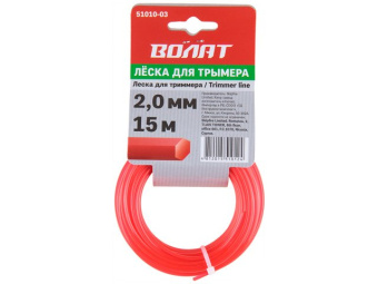 Леска ВОЛАТ 2,0 мм L 15 м шестигр. сеч, на подвесе