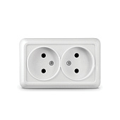 Розетка ОП 2-мест. без з/к без з/ш 16А 220В белая "Олимп" UNIVersal О0102