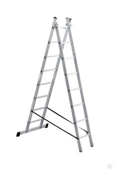 Лестница 2*8 ступеней алюминиевая двухсекционная 2,33/3,74 м Perilla 1208