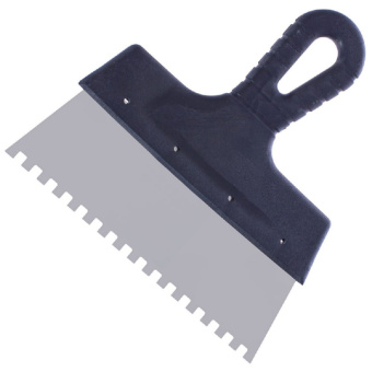 Шпатель зубчатый 250 мм с черной ручкой зуб 6*6 мм 1205107 Korvus