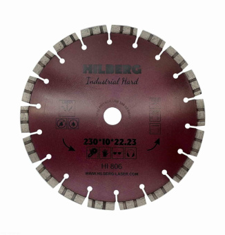 Диск алмазный сегм-турбо по бетону 230*10*22.23 мм Industrial Hard Hilberg HI806