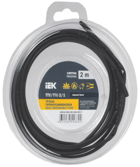 Трубка термоусадочная ТТУ нг-LS 2/1 черная (2м/упак) IEK (упак.300/50/2)