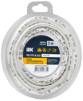 Трубка термоусадочная ТТУ нг-LS 5/2,5 белая (2м/упак) IEK (упак.250/50/2)