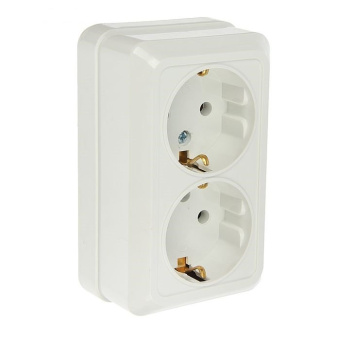 Розетка ОП 2-мест. з/к з/ш 7128x-W BOLLETO белая  ASD (упак.200/10)