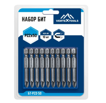 Бита PZ 2*50 мм VERTEXTOOLS 10 шт