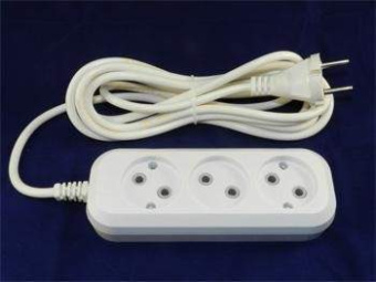 Сет. удл. Jett (ДЖЕТТ) ПВС 2х0.75 3 роз.  7 м 10А белый РС-3