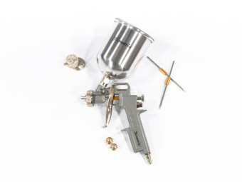 Краскораспылитель пневмо с верхним бачком V=0.6л + сопла диаметром 1,2 и 1,5 и 1,8 мм MATRIX