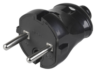 Вилка прямая разборная 6А черная ВПп20-02-Ст (упак.960/80)