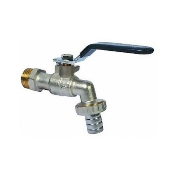 Кран  шаровой водоразборный 3/4" НР рыч.  никель "Aqualink"