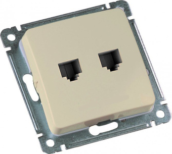 Розетка компьютерная и телефонная скрытой установки, механизм, цвет слоновая кость