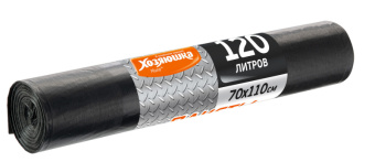 Пакеты для мусора ПВД 120 л*10 шт 30 мкм ХОЗЯЮШКА Мила ПРОФИ особопрочные в рулоне