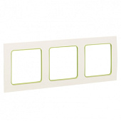 Стокгольм Рамка 3-местная белая с линией цвета зеленый EKF PROxima