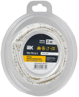 Трубка термоусадочная ТТУ нг-LS 2/1 белая (2м/упак) IEK (упак.300/50/2)