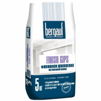 Шпаклевка финишная на гипсовой основе Bergauf Finish Gips, 5 кг