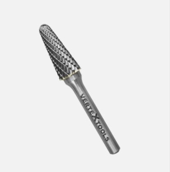 Борфреза по металлу VERTEXTOOLS твердосплавная, коническая закругленная, тип L, 12 мм