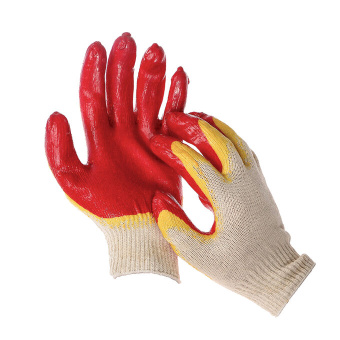 Перчатки х/б 2-ой обливные люкс белые оверлок